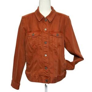 Liverpool Los Angeles Trucker Jean Jacket Women's XL Tamarind Orange